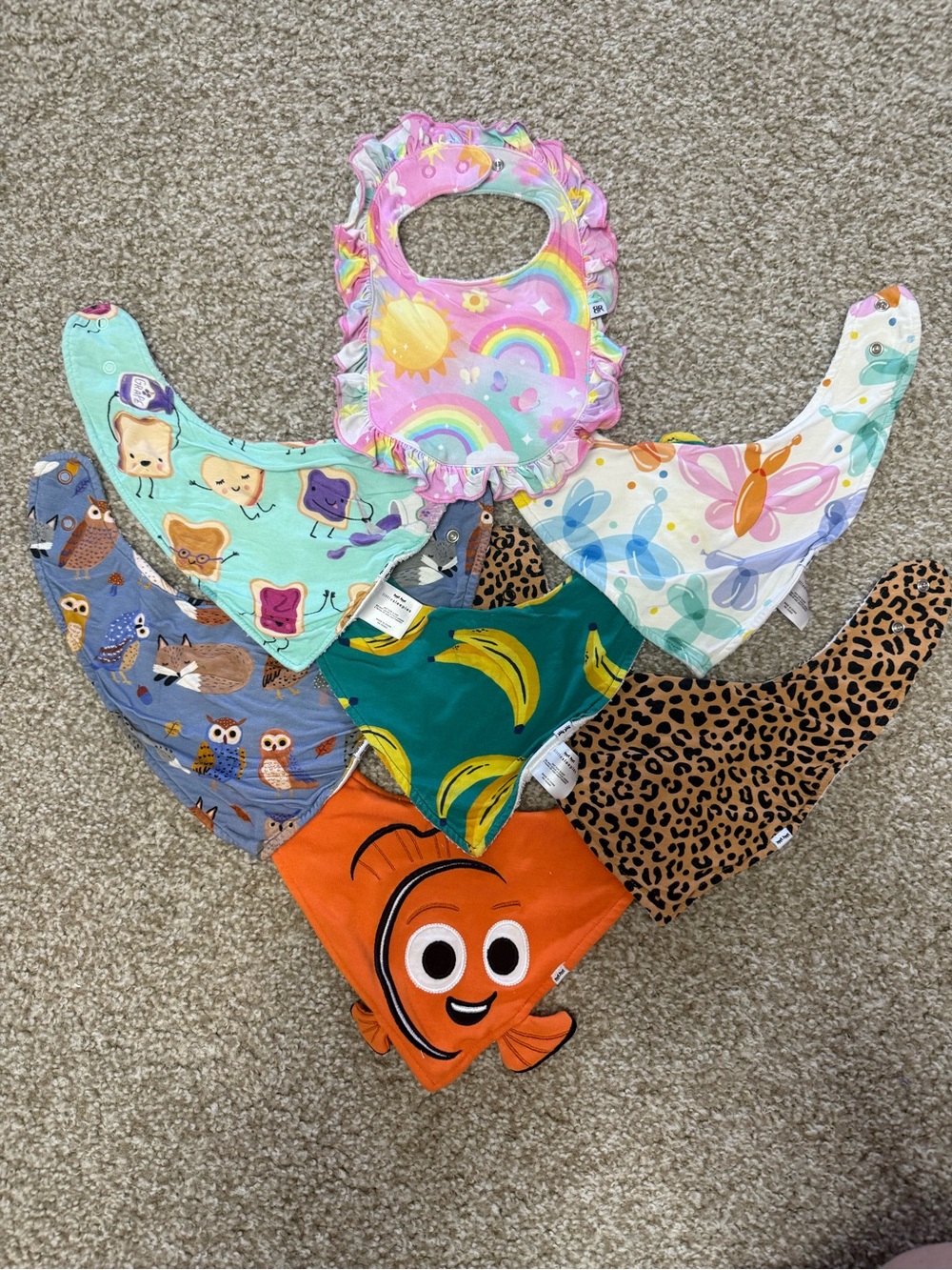 Little Sleepies Lot 6 Kids Bibs & 1 Bums & Roses Bib - Assorted Designs